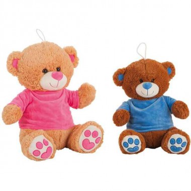 OSO CAMISETA TERCIOPELO ROSA/AZUL SURT. 32 CM