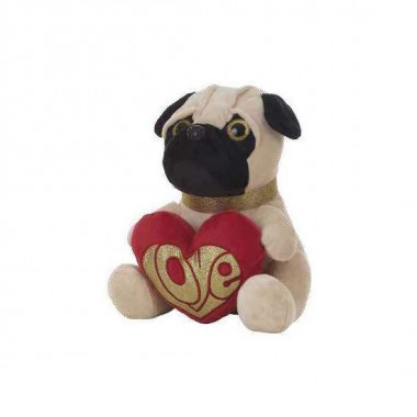 PELUCHE PUG DOG CORAZÓN 26 CM