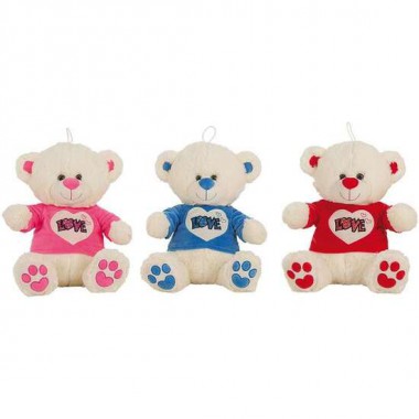 PELUCHE OSO CAMISETA LOVE PURPURINA 32 CM