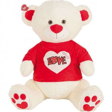 PELUCHE OSO CAMISETA LOVE PURPURINA 90 CM