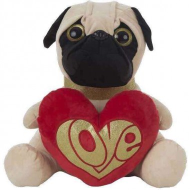 PELUCHE PUG DOG CORAZÓN 48 CM