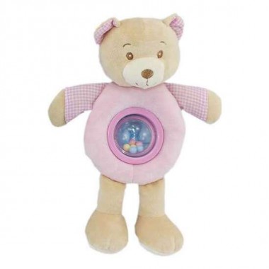 SONAJERO BOLITA 25 CM OSO LULU ROSA