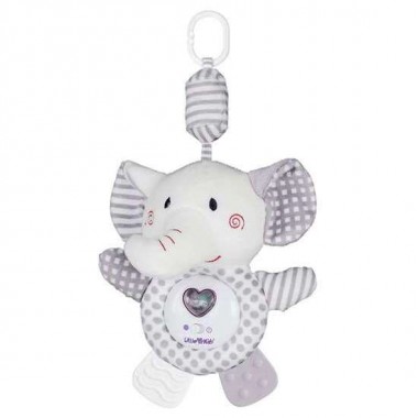 COLGANTE CUNA CORAZON LUMINOSO/ MUSICAL ELEFANTE 35 CM