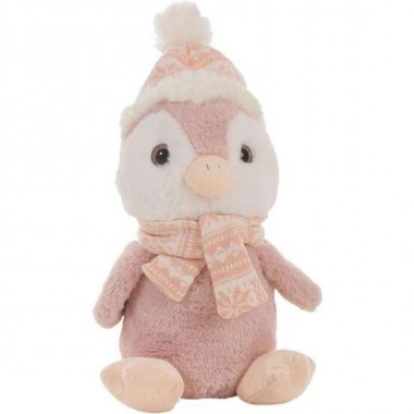 PELUCHE PINGÜINO GORRITO ROSA 28 CM