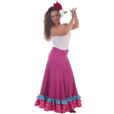 DISFRAZ ADULTO FALDA SEVILLANA FUXIA BAILE TALLA M