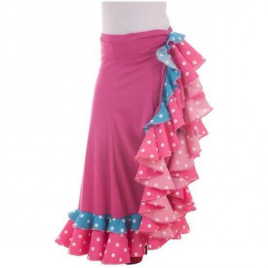 DISFRAZ ADULTO FALDA SEVILLANA FUXIA BAILE TALLA M