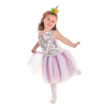 DISFRAZ INFANTIL UNICORNIO VESTIDO T-S 3-6 AÑOS