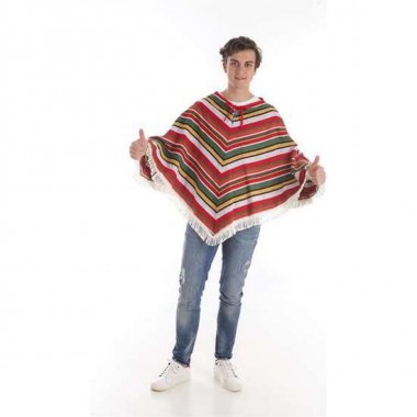 DISFRAZ ADULTO PONCHO MEXICANO PICO TALLA L