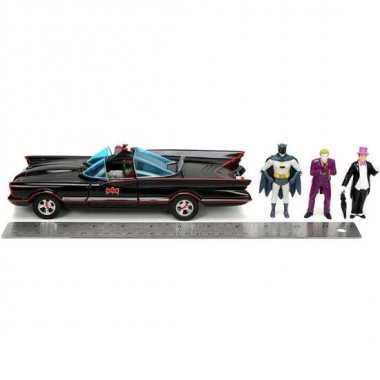 COCHE METAL BATMÓVIL 1966 CLASSIC CON 4 FIGURAS DE METAL ESCALA 1:24 19 CM