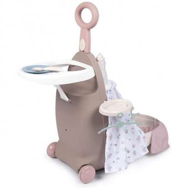 TROLLEY BABY NURSE 3 EN 1 MALETA,TRONA Y CUNA PARA MUÑECAS DE HASTA 42 CM NO INCLUIDA  CON 6 ACCESORIOS. 62X25,5X25,5 CM