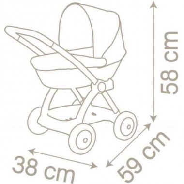 COCHECITO DE PASEO BN POP PRAM CON ESTRUCUTRA DE METAY PLÁSTICO. PARA MUÑECOS DE HASTA 42 CM. 59X58X38 CM